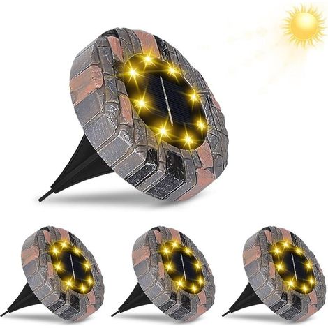 Lampadaire solaire,8 LED Lampes solaires pour extérieur IP65 étanche,lampe de jardin LED 6000K lampe solaire blanc chaud jardin pour pelouse allée trottoir Patio Garden lampes solaires (4 pièc (1/5)