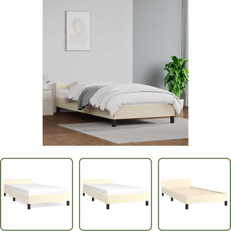 Kopfteil - Bettgestell mit Kopfteil ohne Matratze Creme 90x200 cm (1/5)