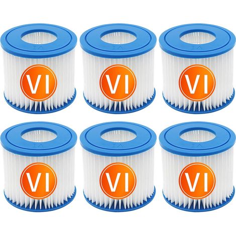 Lot de 6 filtres à Cartouche pour Best-Way Spa, Taille VI, Cartouche filtrante de Rechange Compatible avec Lay-Z-Spa, Miami, Vegas, Palm Springs, Paris Monaco (1/5)