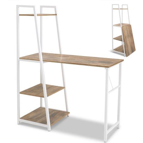 Bimyo - Klappschreibtisch mit platzsparendem Regal 50x41xH128 cm im Industrie-Stil oak