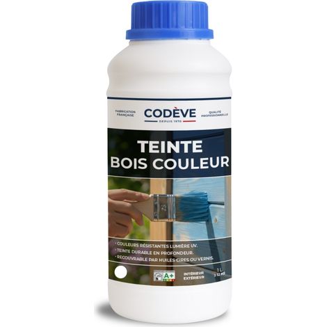 Teinte Bois Couleur - 1 L   - Codeve Bois - Gris - Pour Teinter En Couleurs Vos Bois Résineux, Européen Ou Exotique.