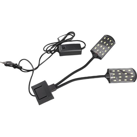 Lampe LED à double tête pour aquarium, haute luminosité, rotation à 360°, avec pince pour aquarium planté. (1/5)