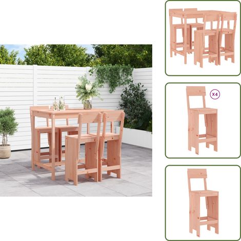 The Living Store Mesa alta y taburetes de jardín 5 piezas madera maciza Douglas - Taburetes de jardín