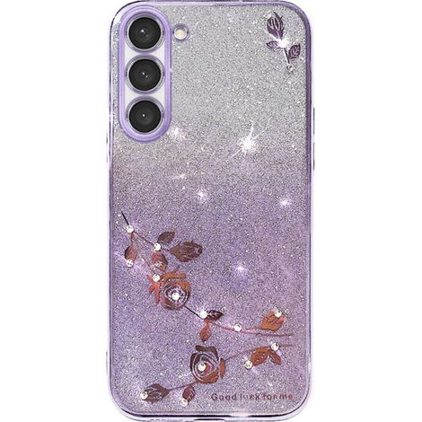 Custodia per Samsung Galaxy S23, fiore glitterato, viola (1/4)