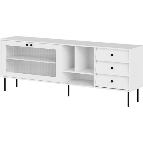 Cómoda Feletri 104, Blanco, Con cajones y puertas, Número de cajones: 0, 75x200x39cm