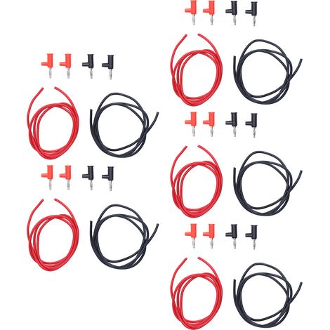 Jeu de 5 cordons de test banane 4mm, fil de mesure 1mm², câble 30V AC 60V DC 19A, kit complet (1/5)