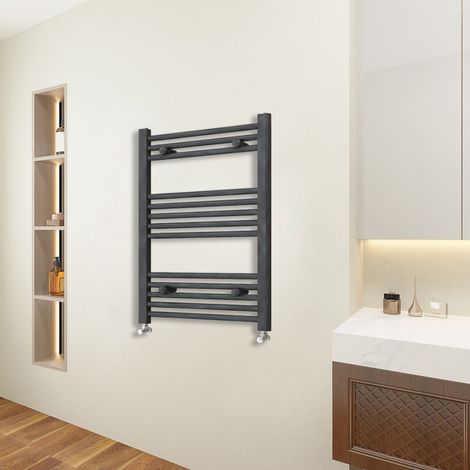 AICA 800x550mm Mordern Heated Towel Rail Radiator Anthracite Straight (1/3)