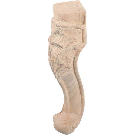 Pieds de meubles en bois d'hévéa, couleur kaki, robustes et durables, pieds de coiffeuse remplaçables avec motifs sculptés. (1/5)