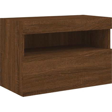 Mobile TV multimediale scaffale per televisione televisione buffet sala da pranzo soggiorno camera da letto a parete con luci LED rovere 60 x 30 x 40 cm marrone 020027954