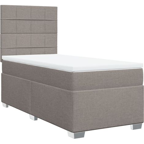 Maison Exclusive - Sommier à lattes de lit avec matelas Taupe 90x190 cm Tissu (1/5)