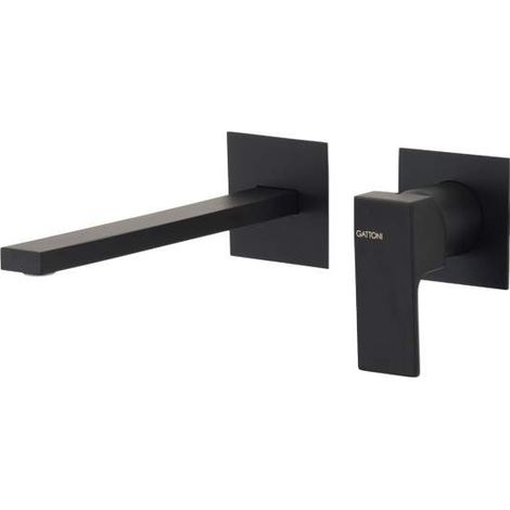 Mitigeur lavabo mural noir mat Gattoni SQUARE 2537/25NO Noir mat - 200 mm (1/2)