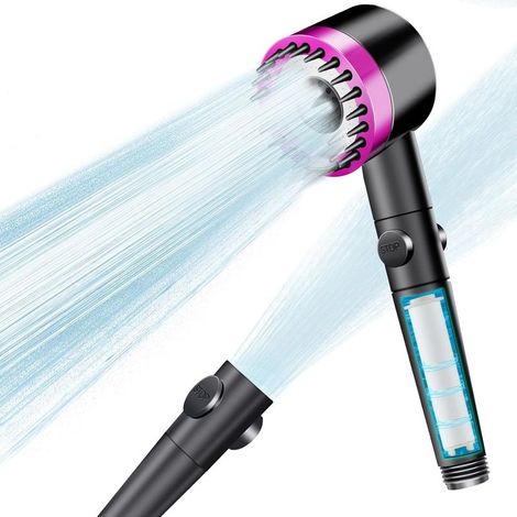 Duschkopf mit Filter, Massageduschkopf mit 3 + 1 Strahlarten, Regenduschkopf mit Abschaltfunktion (1/5)