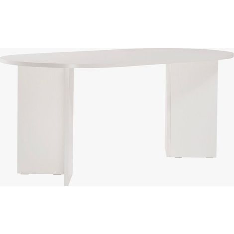 Mobilier Deco – Table à manger ovale 180 cm – Panneau mélaminé blanc – Design moderne et convivial – Idéale pour repas en famille