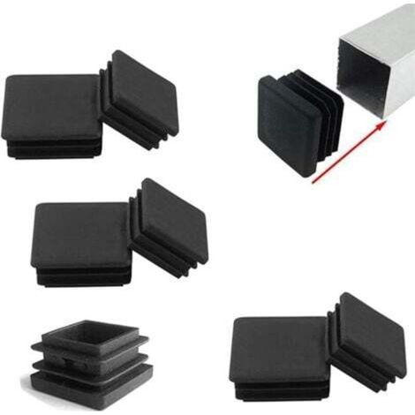 6 pièces Bouchons Lamellaires pour Tubes Carrés 80 x 80 mm Plastique Embout Bouchons D'obturation pour Pieds de Meuble Trampoline (Noir) (1/4)