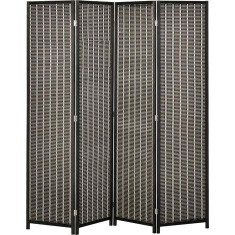 Paravent 4 panneaux en bambou et bois de pin 180 x 180 cm pliable pour séparation de pièce (1/5)