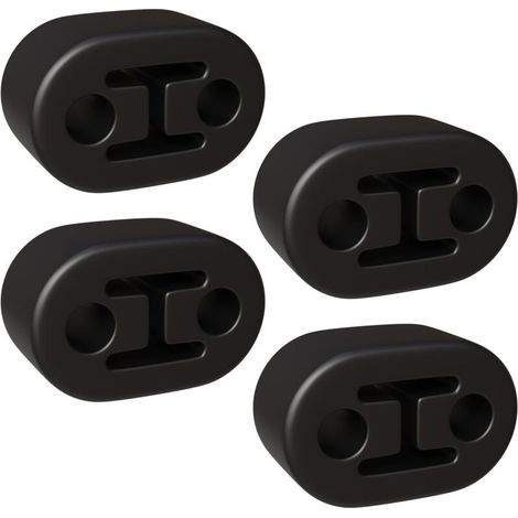 Lot de 4 supports d'échappement universels en caoutchouc - Convient pour tous les véhicules - Pour protéger le système arrière - 2 trous de 12 mm - Noir (1/5)