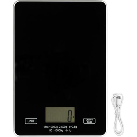 Wiederaufladbare digitale Küchenwaage mit USB-Anschluss, wiegt in Gramm und Unzen, aus gehärtetem Glas, ideal zum Backen und Kochen. (1/5)
