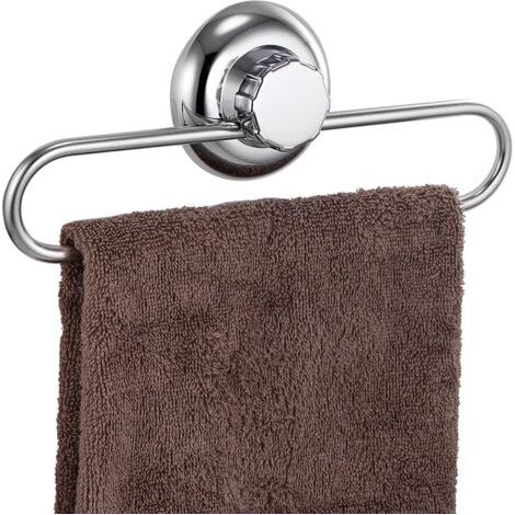 QORVA-Anneau Porte-Serviettes à Ventouses - Système de Vide - Pas de Perçage - Acier Inoxydable - Murale Porte Serviette pour Salle de Bains et Cuisine (1/5)