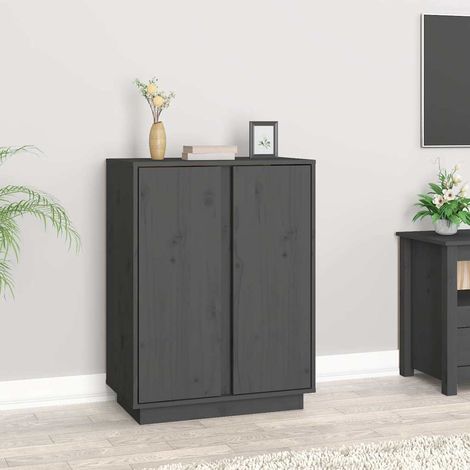 Buffet - Armoire de rangement Enfilade Gris 60x35x80 cm Bois massif de pin BV865170 - BonneVie (1/5)