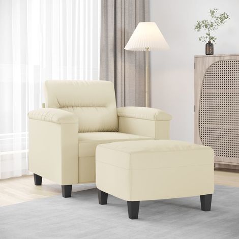 Sessel mit Hocker Creme 60 cm Kunstleder vidaXL (1/5)