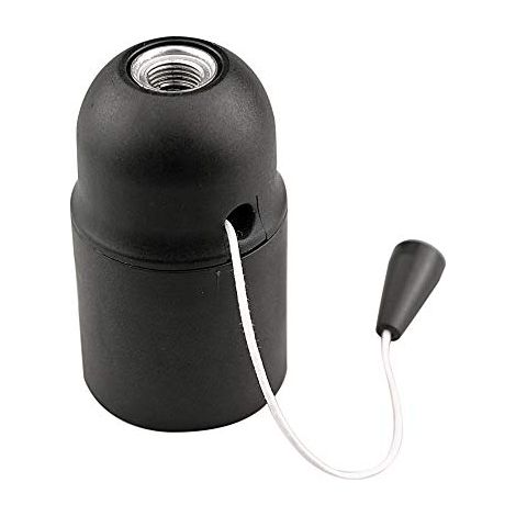 Douille E27 noire avec interrupteur lisse, idéale pour l'éclairage domestique et la décoration dans différents environnements. (1/2)