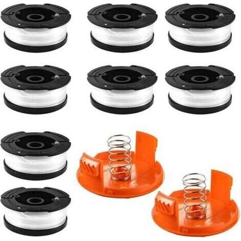 Bobine de Fil de Coupe Compatible Black & Decker AF-100 - Lot de 8 Bobines avec 2 Couvercles et 2 Ressorts - Pour Tondeuses Black & Decker - Accessoire de Remplacement Haute Performance (1/5)