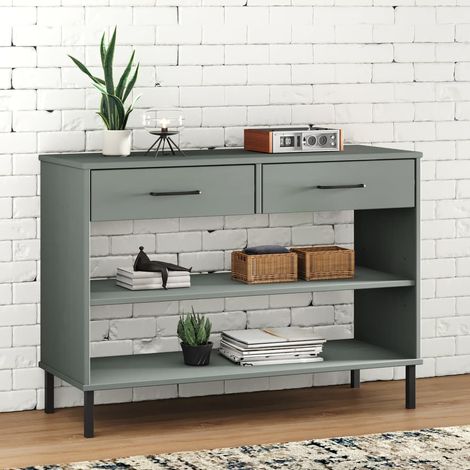 Konsolenschrank OSLO mit Metallbeinen Grau Massivholz Kiefer (1/5)