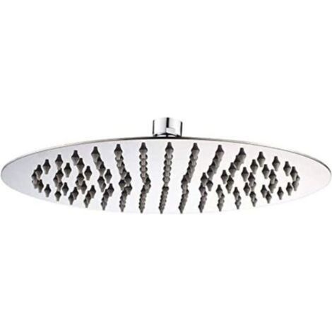 Pommeau de douche en acier inoxydable - Douche à économie d'eau, pommeau de douche rond de 20 cm, pommeau de douche pluie universel filetage 1/2 pouce, pivotant à 360°, inclinaison à 3 (1/4)
