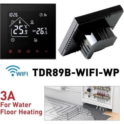 FOREHILL WLAN-Smart-Thermostat für Zuhause, Smart-Thermostat für Fußbodenheizung, kabellos programmierbarer Raumthermostat, kompatibel mit FOREHILL und Google Home 3A, Schwarz (1/3)