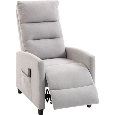 HOMCOM Poltrona Massaggiante Reclinabile Manuale 160° in Ciniglia, Grigio Chiaro (1/5)