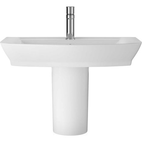 Hudson Reed Maya Basin with Semi Pedestal 650mm Wide - 1 Tap Hole (1/4)