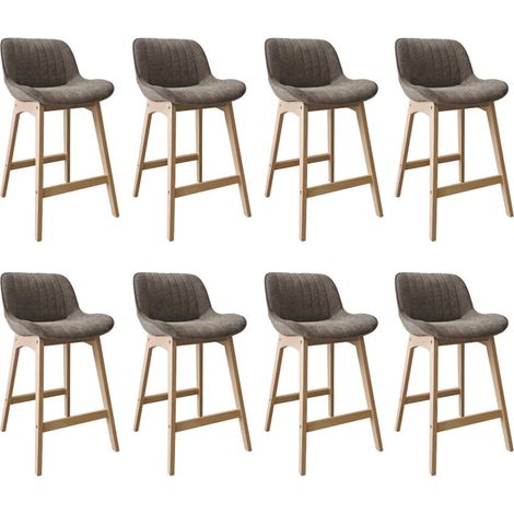 Lot de chaises NORDEN de bar en chêne et tissu velours côtelé H65cm Lot de 8