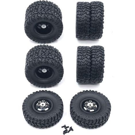 Jante double en métal avec pneu en caoutchouc pour camion B16 B36 Q60 Q63 Q64 6WD 6X6 RC Truck Noir (1/5)