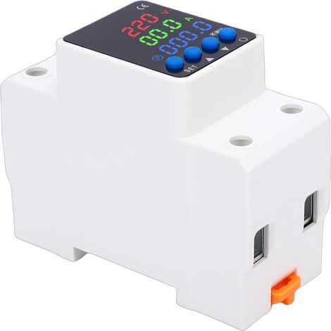 Parafoudre réglable 2P 63A monophasé écran digital disjoncteur protection surtension sous-tension surintensité avec compteur énergie (1/5)