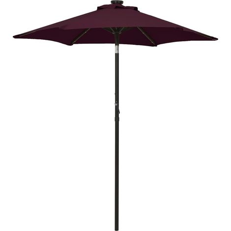 Parasol avec lumières led 200 x 211 cm aluminium rouge bordeaux (1/5)