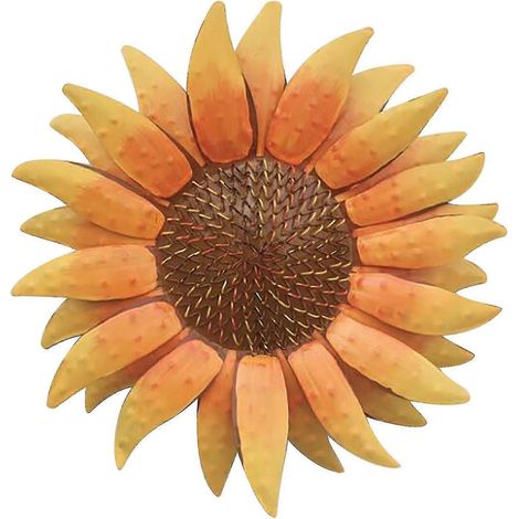 Décoration murale Penda en fer forgé représentant un tournesol dans un jardin, pour salon ou porte. (1/5)