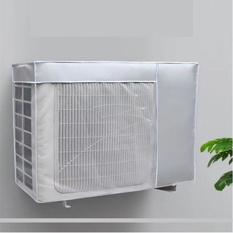 Housse de protection pour climatiseur extérieur 72x26x57 cm argentée, étanche à l'eau, résistante au gel et au vent, protection intégrale toutes saisons (1/5)