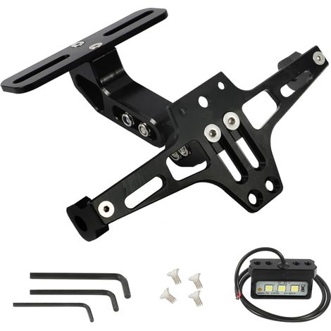 Universeller Motorrad-Kennzeichenhalter mit LED-Beleuchtung, CNC-gefräste Aluminium-Kennzeichenhalterung