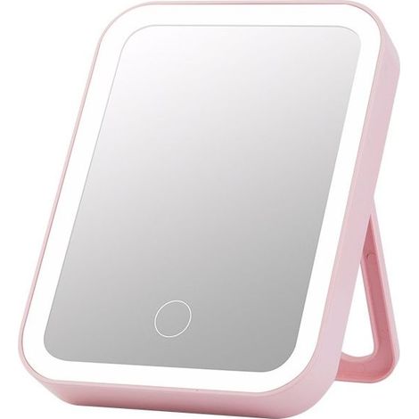 Miroir cosmétique LED carré rechargeable - 3 éclairages, tactile, idéal étudiant et cadeau femme (1/5)
