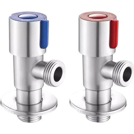 Stück Edelstahl-Wasserhahn-Eckventil, 1/2-Zoll-Eckventil, Eckventil, Eckregelventil für Badezimmer, Küche, Toilette (Blau, Rot) (1/5)