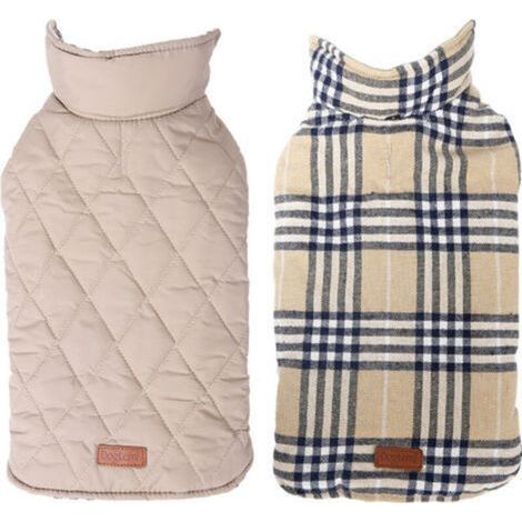 Manteau et imperméable pour chienVeste imperméable réversible à carreaux pour chien, vêtements-M-Beige (1/5)