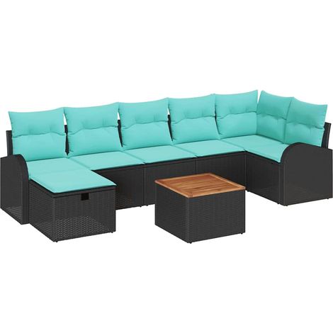 Garden Sofa Set with Cushion 8 pcs Black Poly rattan vidaXL (1/5)