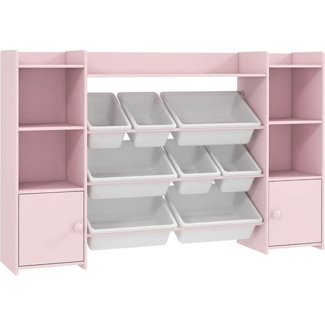 Étagère rangement enfants 8 boîtes amovibles rose jouets livres