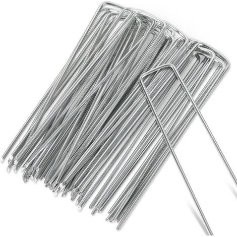 50–1000 Stück verzinkte Stahl-Befestigungspfähle, Ø 2,8 mm, für Unkrautvlies, Rankgitter – 50 Stück (1/4)