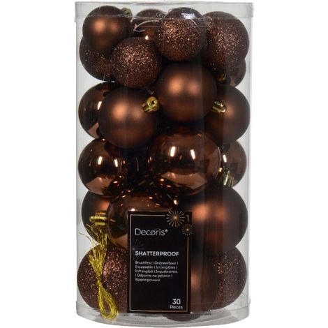 30 PALLINE DI NATALE D.6CM ASSORTITE COLORE BRONZO