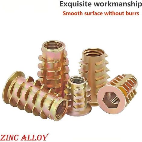 Écrous hexagonaux filetés M8 × 15 mm, tête plate, forme échelle, acier zingué, lot de 20 pièces pour assemblage meubles bois (1/4)