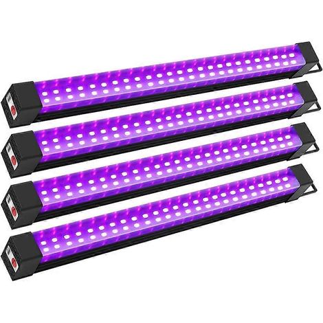 Lot de 4 barres lumineuses noires rechargeables, lampes UV sans fil pour soirées fluo, alimentées par piles (1/5)