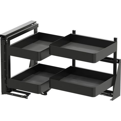 Vauth-Sagel VS Cor Fold Eckschrank Auszug links Planero - Set für Küchenunterschränke mit KB 900mm - Korbablage aus Holz mit Stahlblechumrandung, lava (1/4)