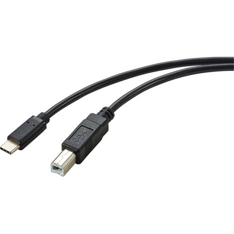 Renkforce USB-Kabel  USB 2.0 USB-C® Stecker, USB-B Stecker 2.00 m Schwarz Gesamtschirm RF-5720420