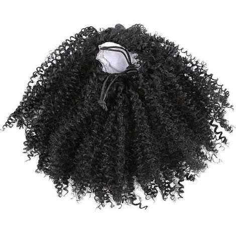 Realistische, kurze Pferdeschwanzperücke im Afro-Kinky-Stil, synthetische Haarverlängerungen (schwarz) – 30,48 x 15,24 cm – Schwarz (1/3)